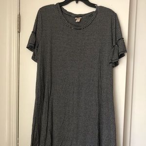 Black and white striped t-shirt dress.